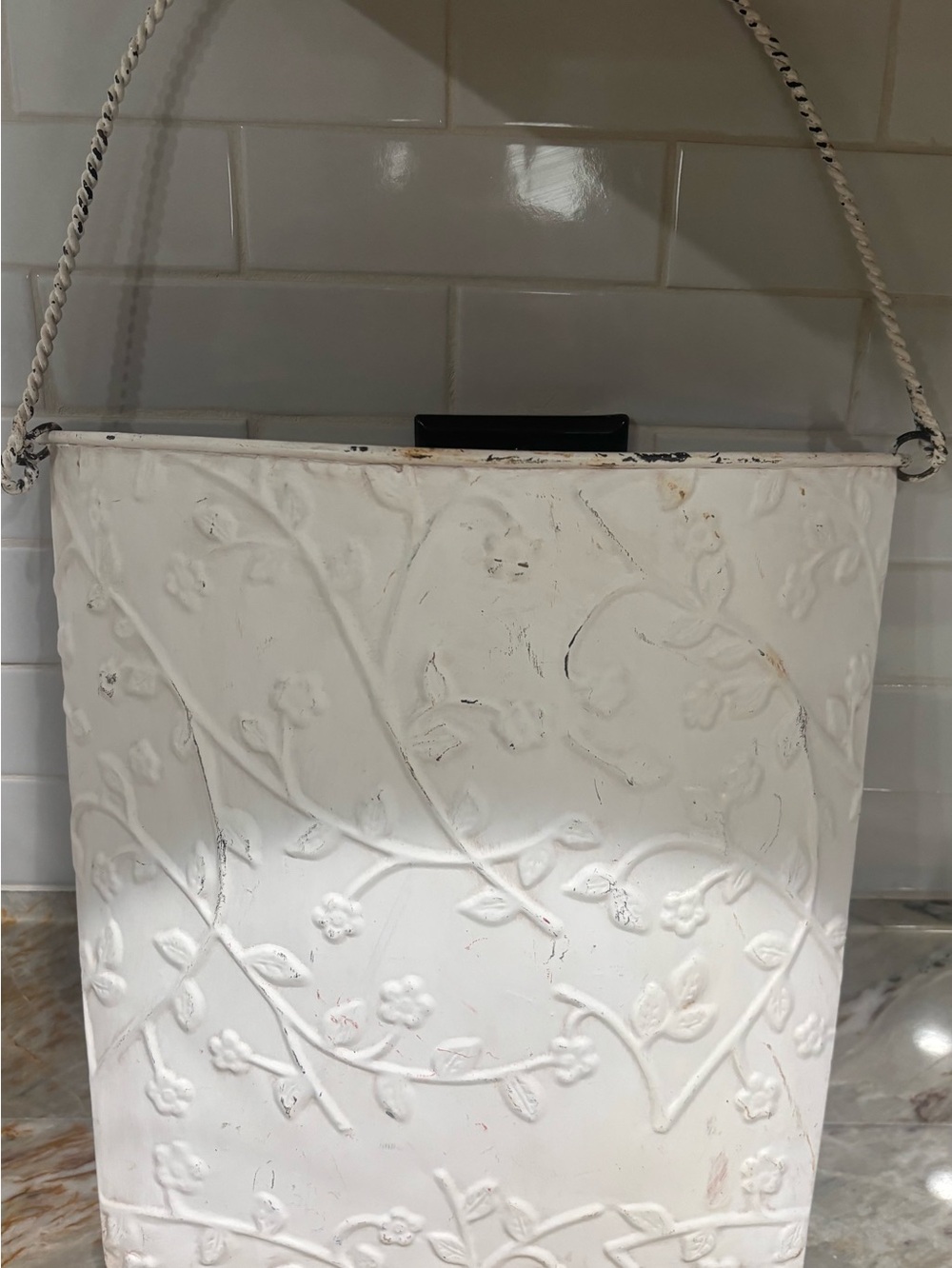 Better Homes And Gardens White Embossed Floral Hanging Wall Pocket